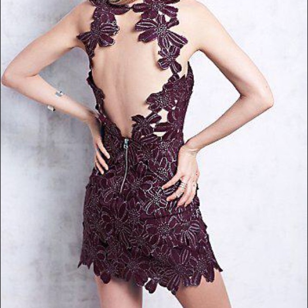 NWOT Free People Jessa Foil Lace Mini Dress